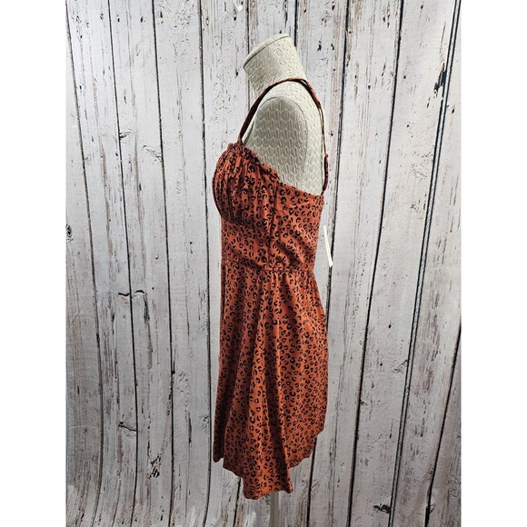 ALK Women's L Trixxi Cheetah Print A-line Mini Skater Summer Mini Dress NEW NWT - Picture 2 of 8
